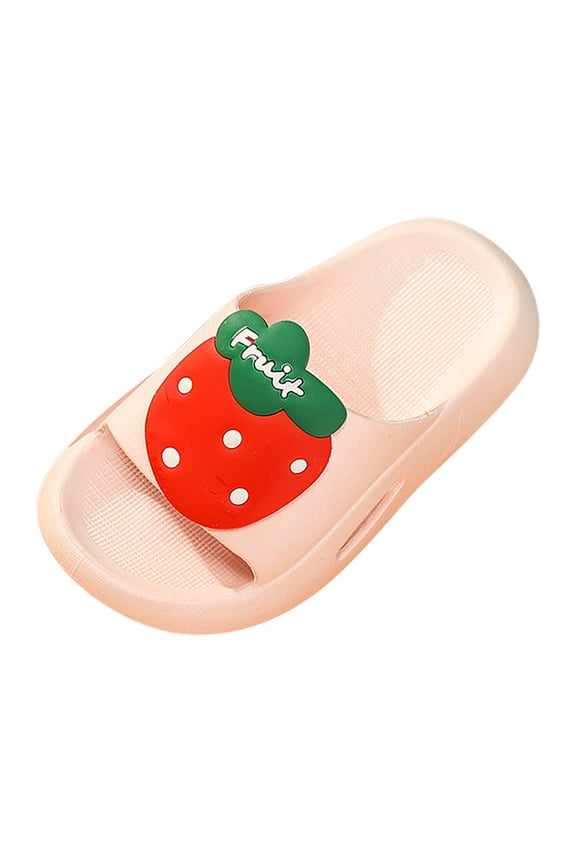 Kids' Cartoon Pineapple Slide Sandals Soft Non- Open-Toe Slippers Color:Pink,Size:9-9.5 Years