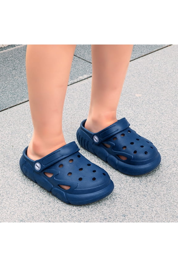 Kids Classic Clog Sandals, Soft Non- Breathable Shoes Color:Blue,Size:6-7 Years