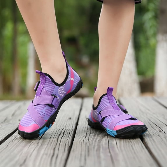 Djtdsds Kids Color Block Breathable Barefoot Water Shoes Adjustable Strap Non- Aqua Socks Size:9.5-10 Years