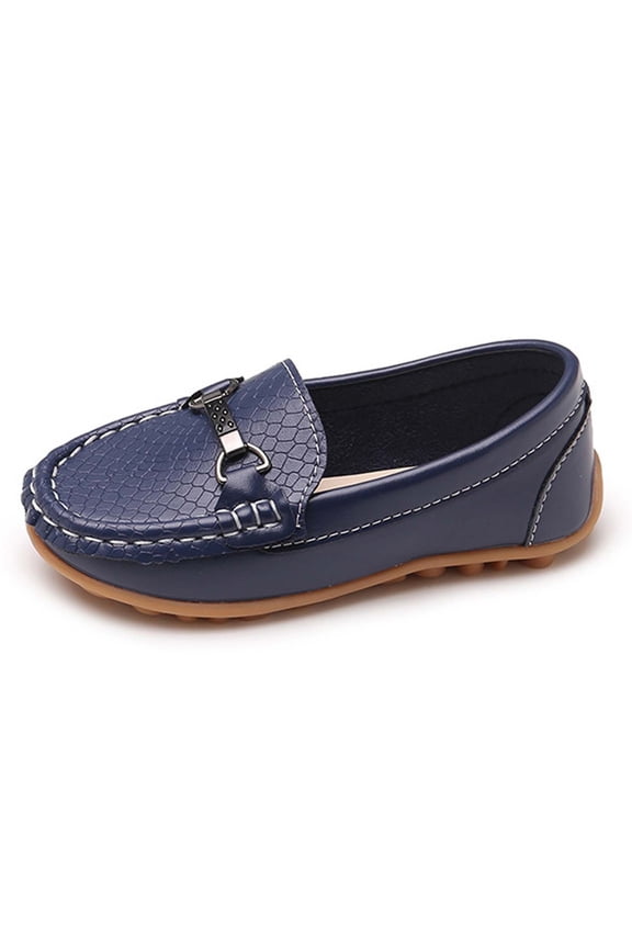 Kids Croc-Embossed Loafers Metal Buckle Slip-On Casual Shoes Size:4.5-5 Years