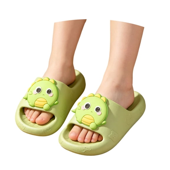 Djtdsds Kids Dinosaur Slide Sandals Soft Non- Open-Toe Slippers Color:Green,Size:4-4.5 Years