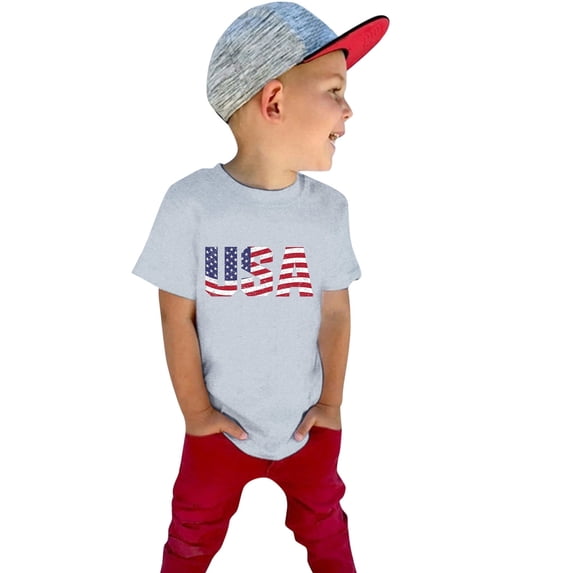 Djtdsds Kids' Distressed Independence Day T-Shirt - Patriotic Red White Blue Tee Size:5 Years