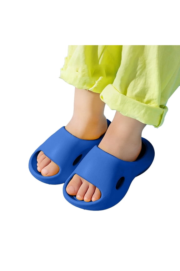 Kids' Klein Thick-Sole Slide Sandals Soft Non- Open-Toe Slippers Color:Blue,Size:4-4.5 Years