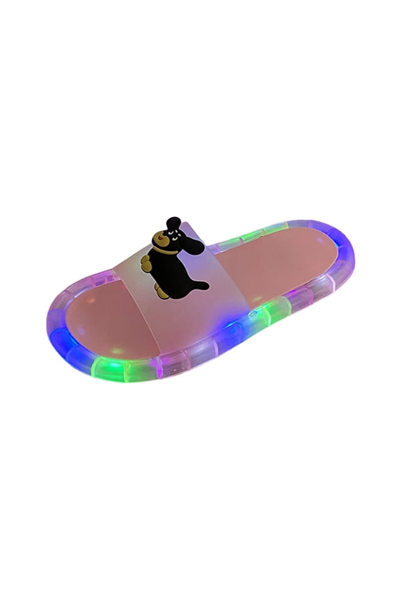 Kids LED Light-Up Slide Sandals Fun Open-Toe Shoes Color:Pink,Size:4-4.5 Years