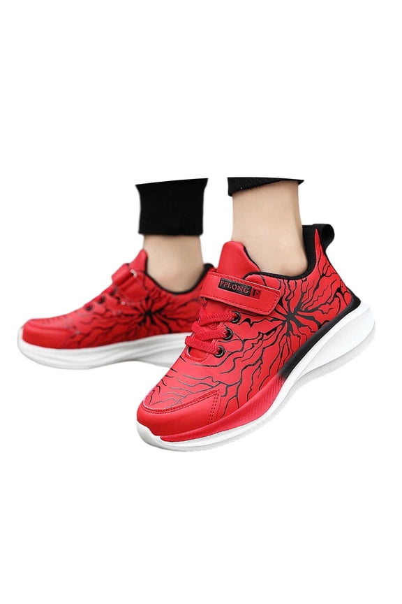 Kids Lightning Print Sneakers Adjustable Strap Casual Running Shoes Size:11-11.5 Years
