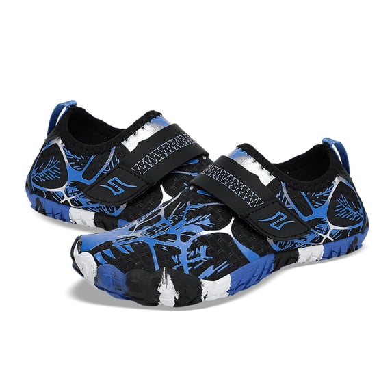 Djtdsds Kids Pastel Leaf Print Hook and Loop Water Shoes with Protective Toe Cap Size:15-16 Years