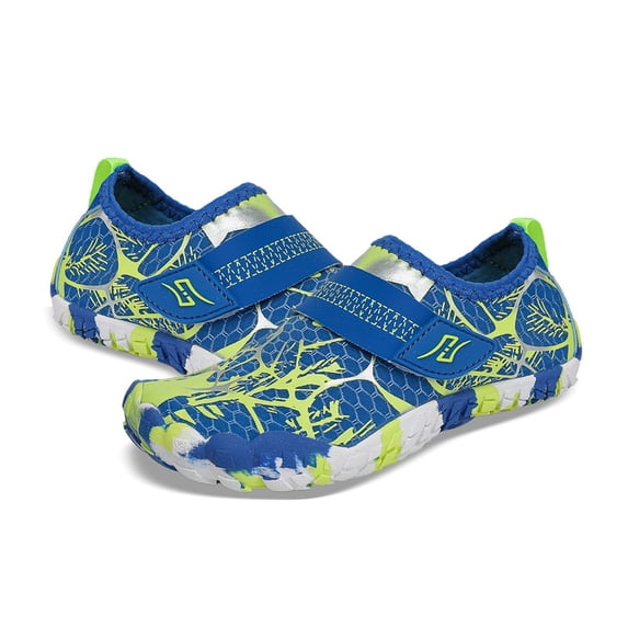 Djtdsds Kids Pastel Leaf Print Hook and Loop Water Shoes with Protective Toe Cap Size:4-5 Years