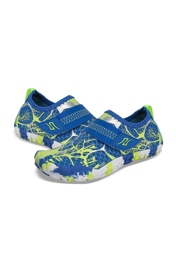 Kids Pastel Leaf Print Hook and Loop Water Shoes with Protective Toe Cap Size:4-5 Years