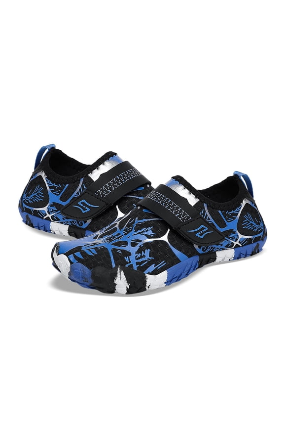 Kids Pastel Leaf Print Hook and Loop Water Shoes with Protective Toe Cap Size:8-9 Years