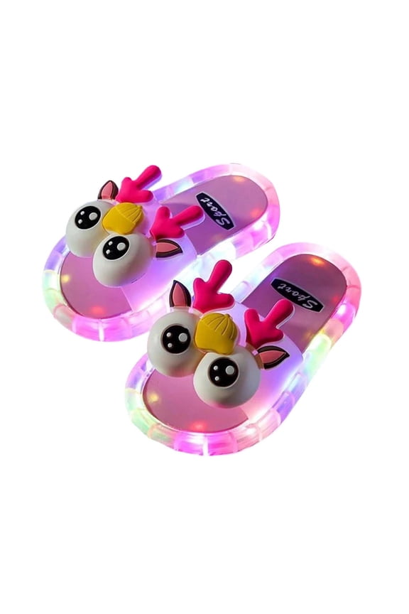 Kids Reindeer LED Light-Up Slide Sandals Fun Open-Toe Shoes Color:Pink,Size:5-5.5 Years