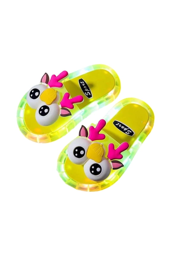 Kids Reindeer LED Light-Up Slide Sandals Fun Open-Toe Shoes Color:Yellow,Size:4-4.5 Years