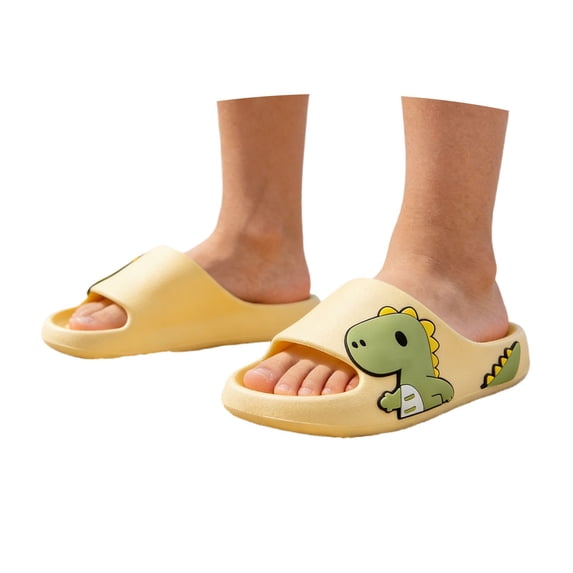Djtdsds Kids Shark Slide Sandals, Soft Non- Open-Toe Slippers Color:Yellow,Size:10-10.5 Years