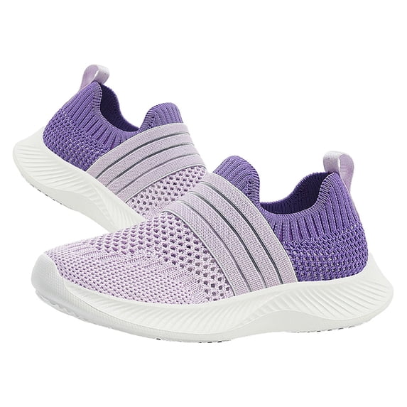 Djtdsds Kids Slip-On Knit Sneakers Breathable Lightweight Casual Running Shoes Size:8-9 Years