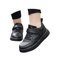 thumbnail image 1 of Djtdsds Kids Solid Color Leather-Look Sneakers Adjustable Strap Uniform-Friendly Casual Shoes Size:9.5-10 Years, 1 of 8