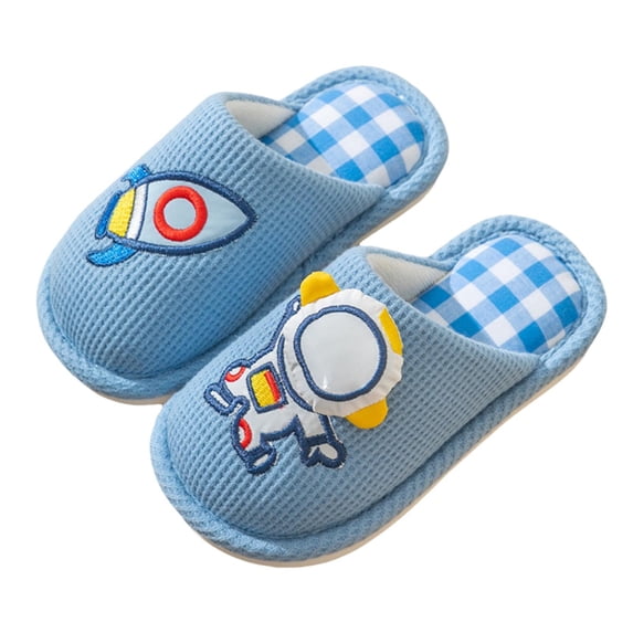 Djtdsds Kids' Space Slippers Breathable Non- Closed-Toe Indoor Slides Color:Blue,Size:5.5-6 Years