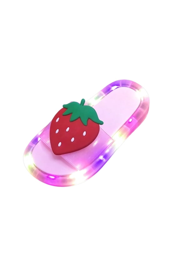 Kids Strawberry LED Light-Up Slide Sandals Fun Open-Toe Shoes Color:Pink,Size:6-7 Years