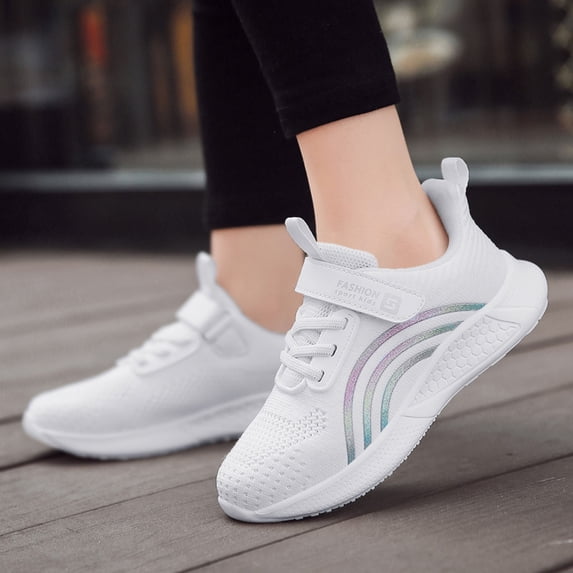 Djtdsds Little Girls Breathable Mesh Athletic Sneakers Hook and Loop Running Shoes Size:10.5-11 Years