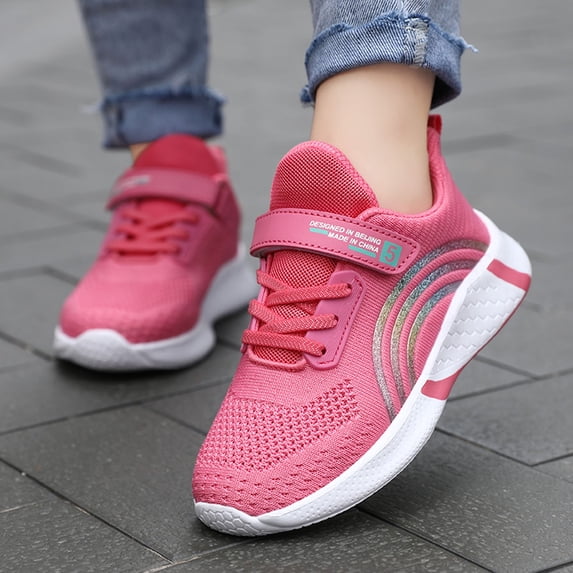 Djtdsds Little Girls Breathable Mesh Athletic Sneakers Hook and Loop Running Shoes Size:5-5.5 Years