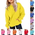 thumbnail image 1 of Djtdsds Solid Girls Oversized Pullover Hoodie Long Sleeve Loose Kangaroo Pocket Casual Daily Tops Yellow,3-4 Years, 1 of 8