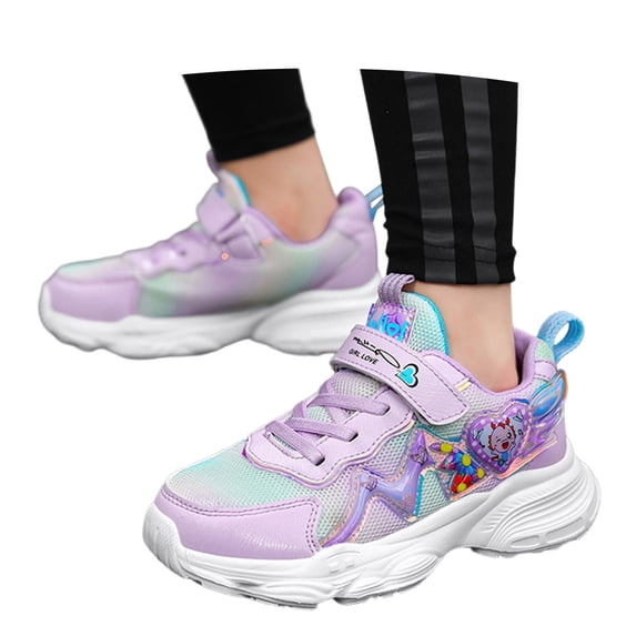 Djtdsds Toddler Girls Mesh Walking Shoes Lightweight Breathable Casual Sneakers with Cute Character Design Size:7-8 Years