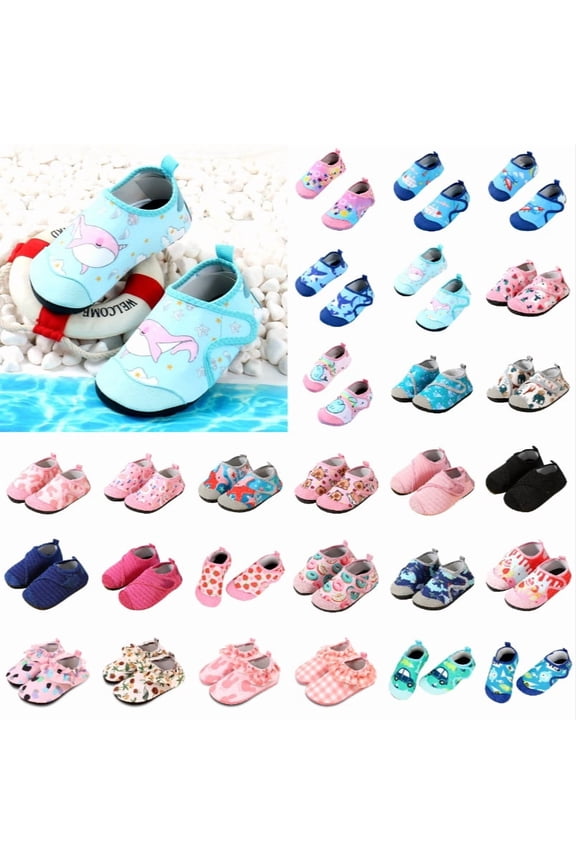 Toddler Kids Print Water Shoes Non Slip Swim Socks for Beach Pool Color:Dark Blue,Size:3-3.5 Years