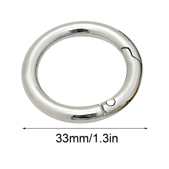 Djunllk 10Pcs Metal Spring O Rings Trigger Clip Keychain, Round Carabiner Clip Keyrings Snap Hook Buckle for Pencil Pouch, Bags, Purse, Chain Rings Clip Replacement DIY Crafts (Sliver)