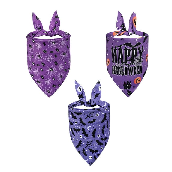 kladzum 3PCS Halloween Dog Bandanas, Halloween Adjustables Fashion Pet Bib Dog Saliva Towel Pet Supplies, Holiday Dog Bandanas Scarf