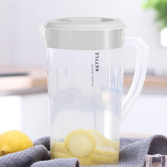 Djunllk 44 oz 1.3 Liter Pitcher with Lid & Handle Large Water Jug for Ice Tea Cold Water Juice Containers for Coffee Juice and Homemade Beverage
