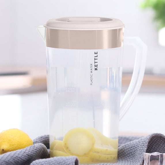 Djunllk 44 oz 1.3 Liter Pitcher with Lid & Handle Large Water Jug for Ice Tea Cold Water Juice Containers for Coffee Juice and Homemade Beverage