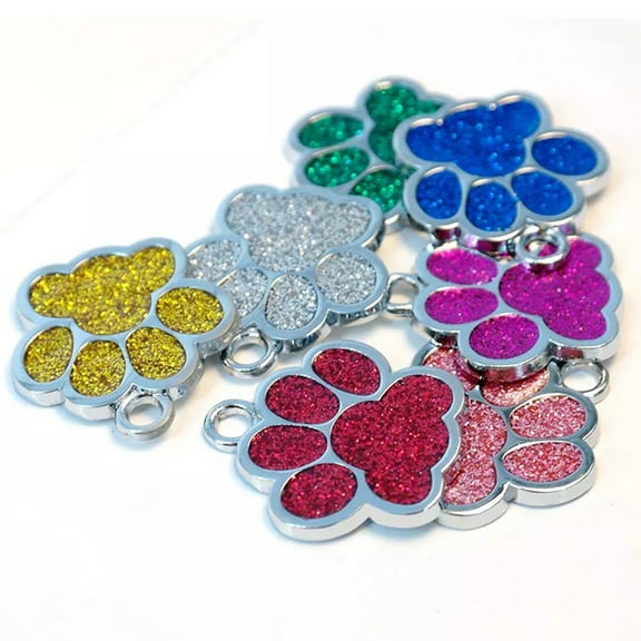 kladzum 7 Colors Metal Mini Dog Paw Printed Pendants Dog Id Name Tags for DIY Pet Collar Necklace Earrings Bracelet Jewelry Making