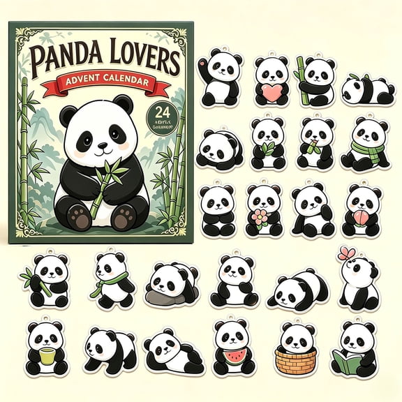 Djunllk Advent Calendar 2026, 24 pcs Panda Themed 2D Acrylic Ornaments, Festive Countdown Gift for Panda Lovers