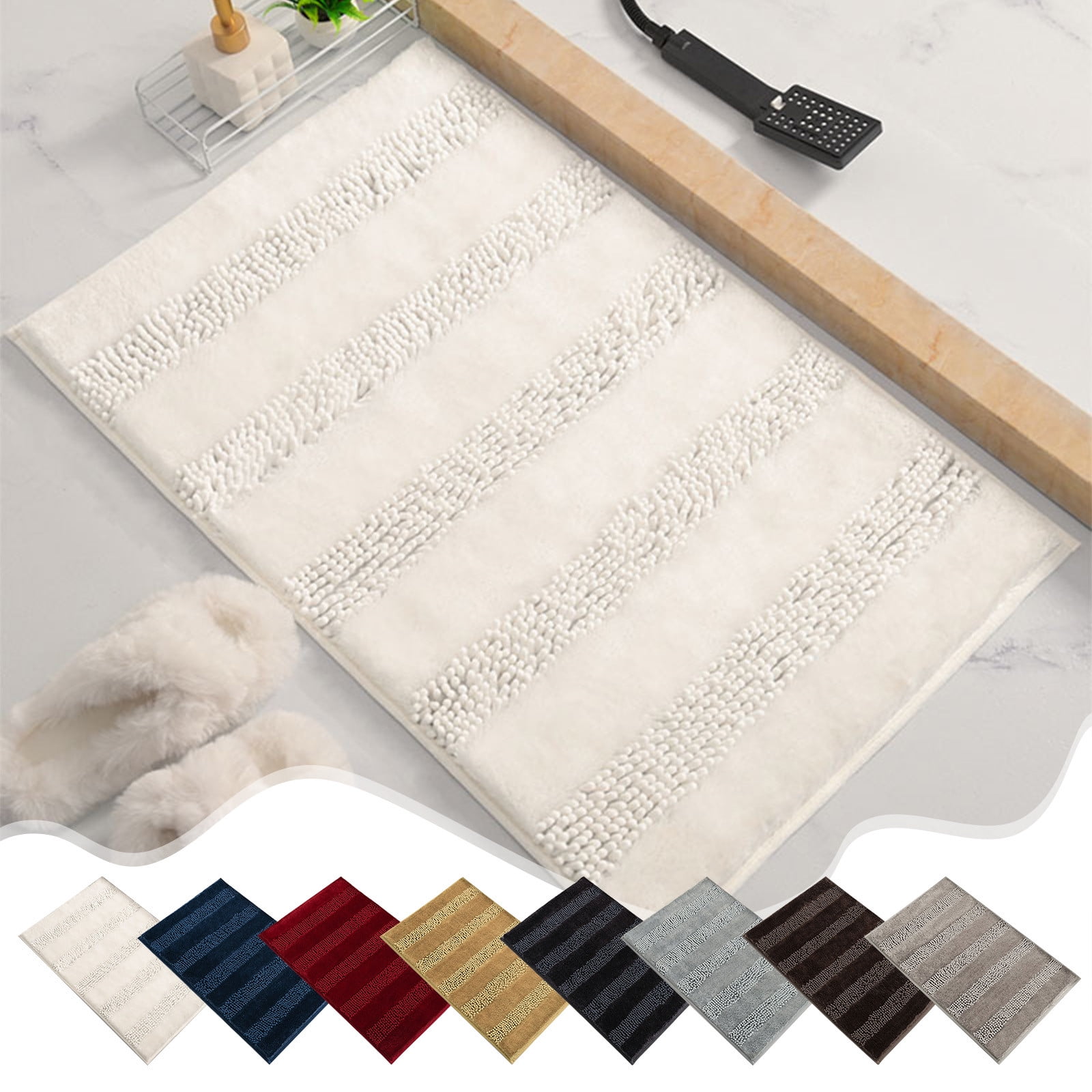 Djunllk Bathroom Rugs Pearl Yarn Thick Soft Absorbent Quick Dry Bath