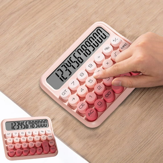 Djunllk Calculator - 12 Digit Large LCD Display Solid Color Mini Scientific Calculator, Portable Exquisite Standard Function for On-the-Go Office Home School