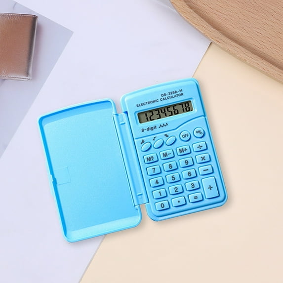 Djunllk Calculator - 8 Digit Portable Flip-Top Sensitive Button Small Cute Calculator Standard Function Portable Pocket Size for On-the-Go Office Home School