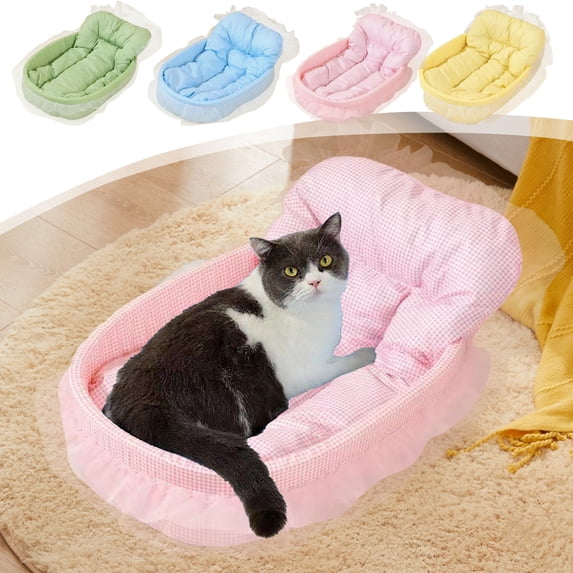 Djunllk Cat Bed for Indoor Cats Washable Comfy Sleeping Pad Pet Couch for Puppy Kitten Small Pets Puppies