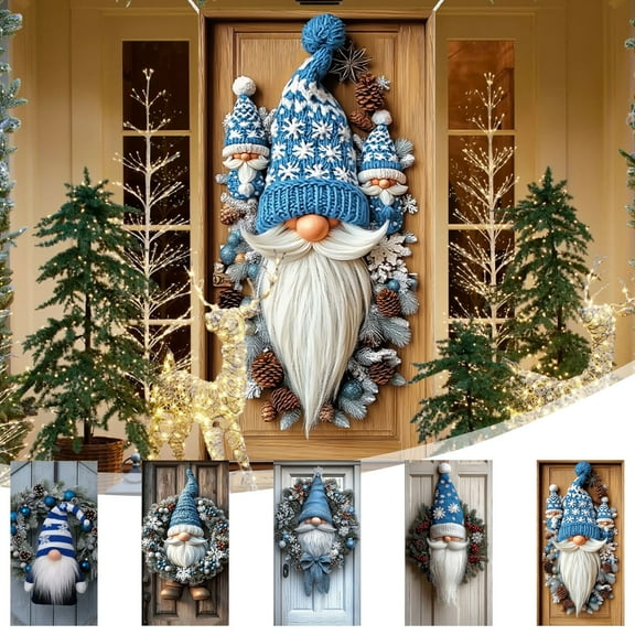 Djunllk Christmas Celebration Door Cover Winter Door Cover for Holiday Door Banner Photo Background Door Decoration Home Party Decoration Supplies, 70.8 x 35.4