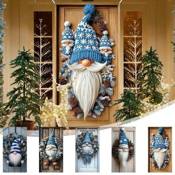 Djunllk Christmas Celebration Door Cover Winter Door Cover for Holiday Door Banner Photo Background Door Decoration Home Party Decoration Supplies, 70.8 x 35.4