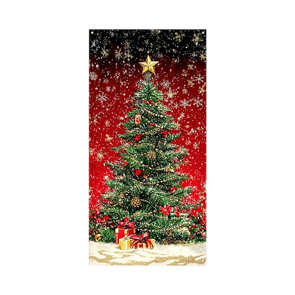 Djunllk Christmas Celebration Door Cover Winter Door Cover for Holiday Door Banner Photo Background Door Decoration Home Party Decoration Supplies, 70.9 x 35.4