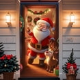 thumbnail image 1 of Djunllk Christmas Decorations Door Cover for Front Door Decor, 3D Visual Effects Santa Claus Snowman Gnomes Pattern Banner Xmas Winter Seasonal Holiday Party Porch Wall Hanging Cover, 71 x 35 inches, 1 of 7