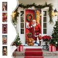 thumbnail image 1 of Djunllk Christmas Decorations Door Cover Santa Claus Front Door Cover Xmas Hanging Banner Santa Background for Home Holiday Christmas Celebration, 70.8 x 35.4 inches, 1 of 7