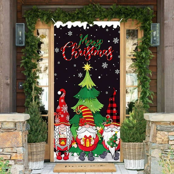 Djunllk Christmas Door Cover Door Hanging Banner Winter Banner Photo Background Door Decoration New Year Home Party Decoration Supplies, Christmas Decorations, 78.7 x 35.4