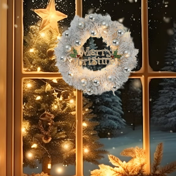 kladzum Christmas Wreath 11.8-inch Christmas Wreath Decoration LED Lighting Simulation Flower Wreath Display Cabinet Door Hanging Christmas Scene Decoration Props Christmas Decorations on Clearance