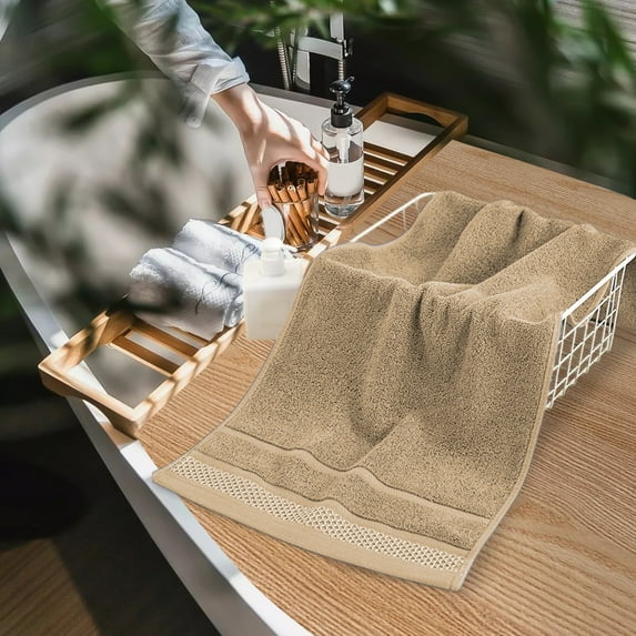 Djunllk Cotton Hand Towels Textured Stripe Cozy Soft, Premium Microfiber Hair Towel Highly Absorbent, Washcloths Basic Bathroom Towels for Bathroom Hotels Gym, 29.5" x 13.8"