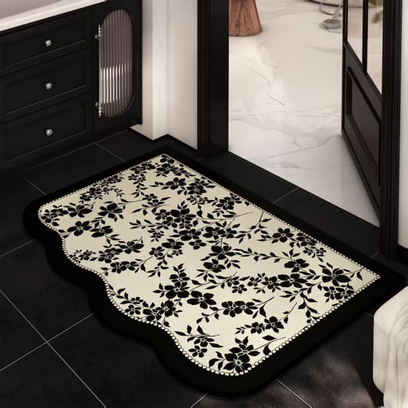 Djunllk Diatomaceous Bath Mat - Highly Absorbent Non Slip Floor Mat, Soft & Quick Drying for Bathroom, Kitchen, Front Door, 15 x 23 inch