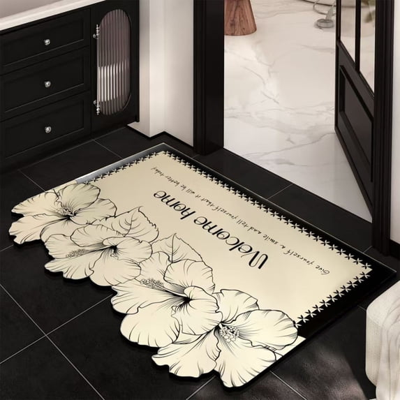Djunllk Diatomaceous Bath Mat - Highly Absorbent Non Slip Floor Mat, Soft & Quick Drying for Bathroom, Kitchen, Front Door, 15 x 23 inch