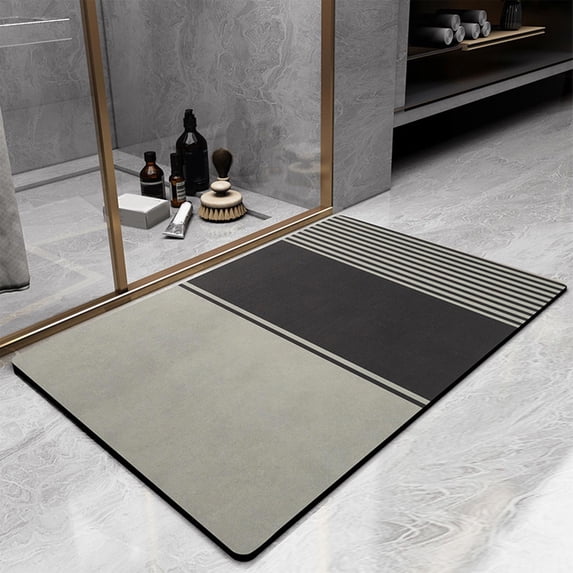 Djunllk Diatomaceous Bath Rug - Highly Absorbent Quick Drying Non-Slip Backing Bathroom Entry Mat & U Shape Toilet Rug, 15 x 23 inch