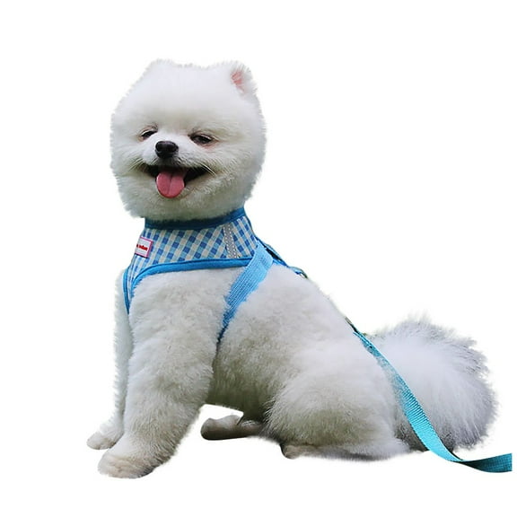 kladzum Dog Harnesses Leash Set, Large and Small Pet Vests-Style Classic Check Pattern Dog Chest Back and Leash Set for Walking, Running, Training on Clearance