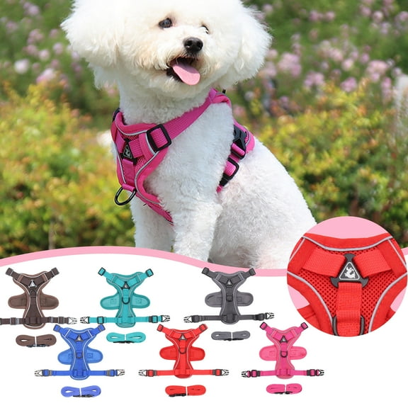 kladzum Dog Harnesses and Leash Set, Pet Chest Strap Veststype Dog Traction Rope Reflective Breathable Dog Rope, Breathable Dog Vests Harness