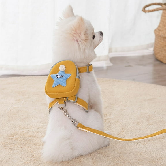 kladzum Dog Harnesses and Leash Set, Suede with Reflective Strip Pet Chest Strap Dog Vestswith Traction Rope, Breathable Dog Vests Harness