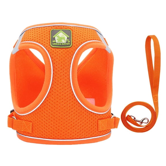 Djunllk Dog Harnesses and Leash Set, Soft Mesh Step-In Small Dog Leash Set Reflective Puppy Vests, Breathable Dog Vests Harness